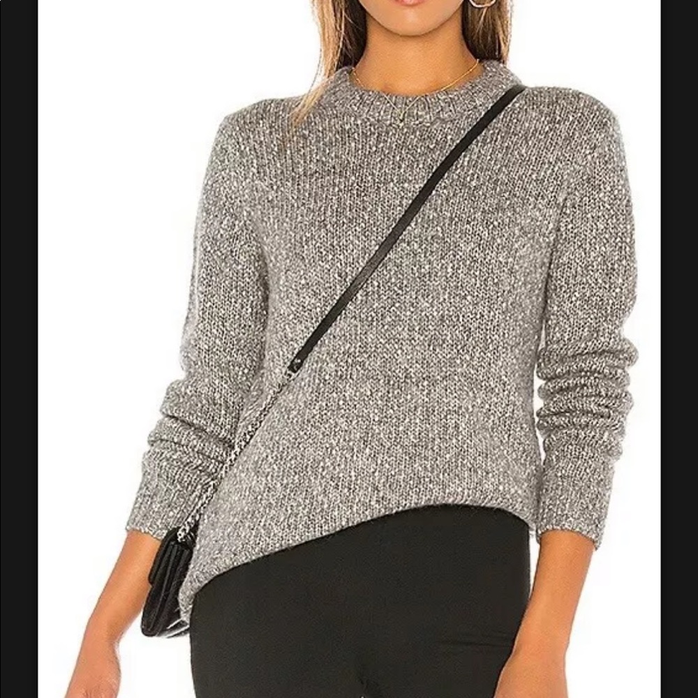 Theory Tweed Alpaca Soft Crewneck Sweater Grey XS